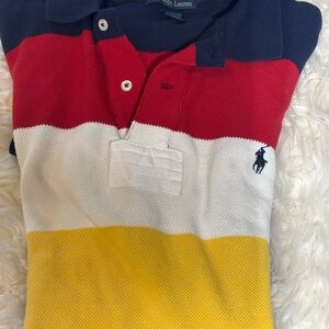 Polo Ralph Lauren Striped Rugby Shirt Mens XL Red White Blue Yellow Blue Pony
